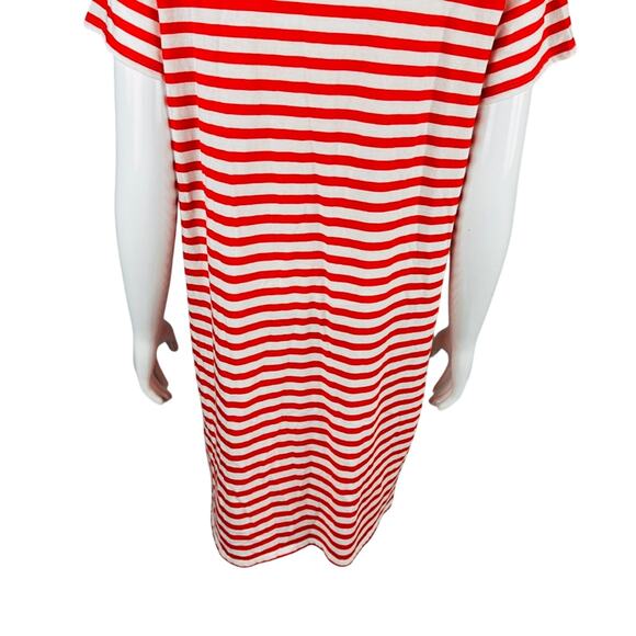 J. Crew Factory Womans Sz Medium Shirt Dress Striped Orange Red Short Sleeve - Picture 7 of 7